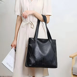 Large Capacity Zipper Shoulder Leather Bag