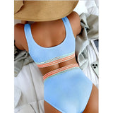 High-Waist Bikini Set with Crochet Details