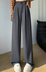 High-waisted wide-leg pleated pants