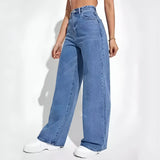 High-waisted wide-leg jeans