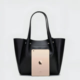 Split Leather Tote Bag with Zipper Closure