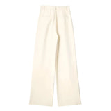Striped & Solid Color High-Waisted Wide-Leg Pants