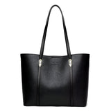 Textured Leather Tote Bag with Dual Closures
