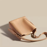 Button-Closure Bucket Shoulder Bag
