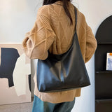 Leather Shoulder Bag with Button Closure