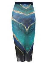 Tropical Print Two-Piece Swimsuit & Sarong Set