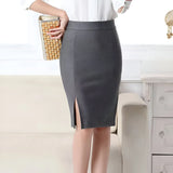 High-waist slim fit slit skirt