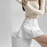 Vintage high-waist pleated mini skirt
