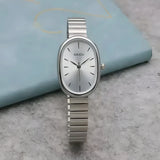Sleek Oval Quartz Wristwatch