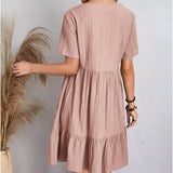 Women's V-Neck Ruffle Peplum Dress