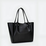 Split Leather Tote Bag with Zipper Closure