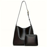 Women's Adjustable Strap Two-Piece Leather Bag Set