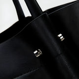 Split Leather Tote Bag with Zipper Closure