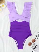 Hollow Out Cross One-Piece Swimsuit