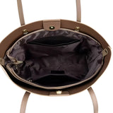 Textured Leather Tote Bag with Dual Closures