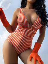 Striped One-Piece Swimsuit