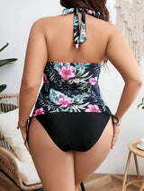 Plus Size Tankini Set with Side Ties