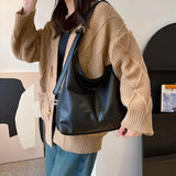 Leather Shoulder Bag with Button Closure