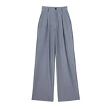 Striped & Solid Color High-Waisted Wide-Leg Pants