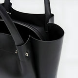 Split Leather Tote Bag with Zipper Closure