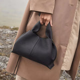 Soft Leather Shoulder Bag with French Texture