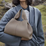 Soft Leather Shoulder Bag with French Texture