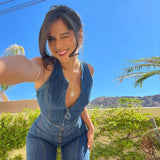 Bold & Stylish Sleeveless Backless Denim Jumpsuit