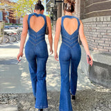 Bold & Stylish Sleeveless Backless Denim Jumpsuit