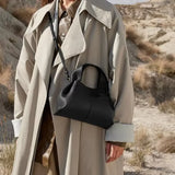 Soft Leather Shoulder Bag with French Texture