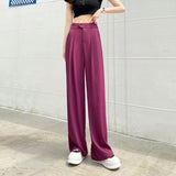 Breathable silk wide-leg pants