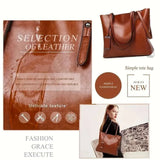 Vintage Large Capacity Leather Tote Bag