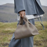 Soft Leather Shoulder Bag with French Texture