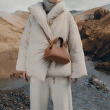 Soft Leather Shoulder Bag with French Texture