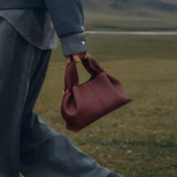 Soft Leather Shoulder Bag with French Texture