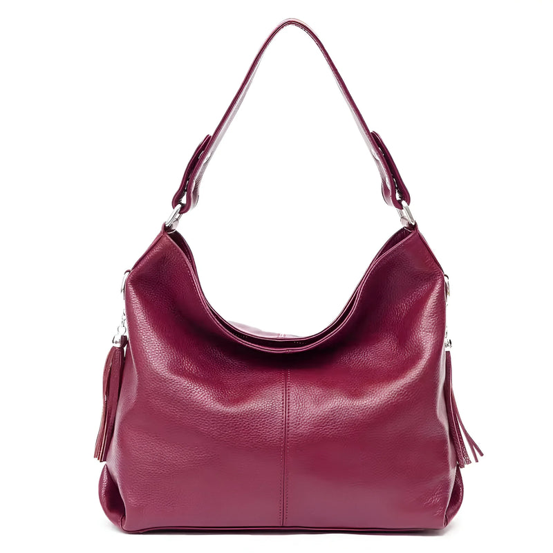 Stylish Leather Crossbody Bag with Tassel Details