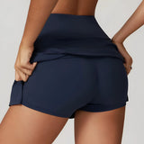 High-waist athletic skort with built-in shorts