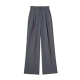 Striped & Solid Color High-Waisted Wide-Leg Pants