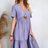 Women's V-Neck Ruffle Peplum Dress