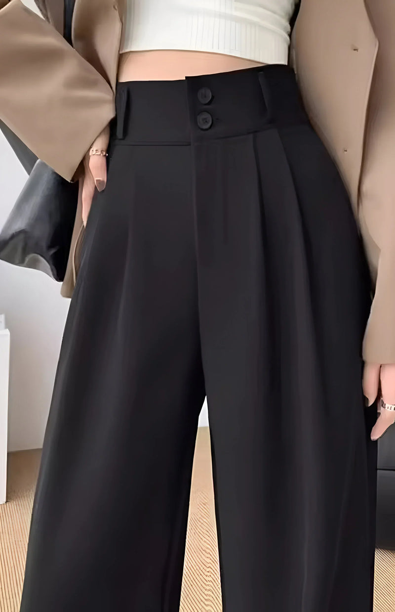 High-waisted wide-leg pleated pants
