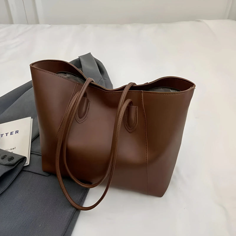 Stylish Sewing Thread Shoulder Leather Bag