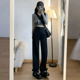 High-waisted loose straight-leg jeans