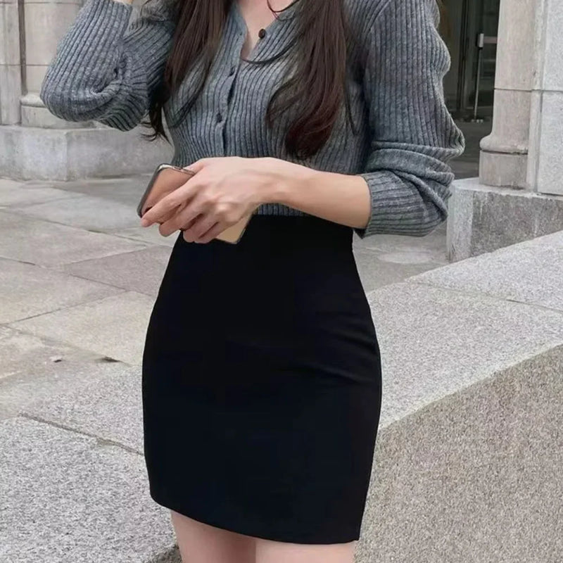 Slim high-waist mini pencil skirt