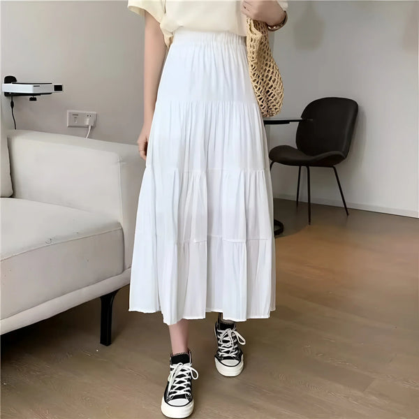 Women's high-waist chiffon A-line skirt