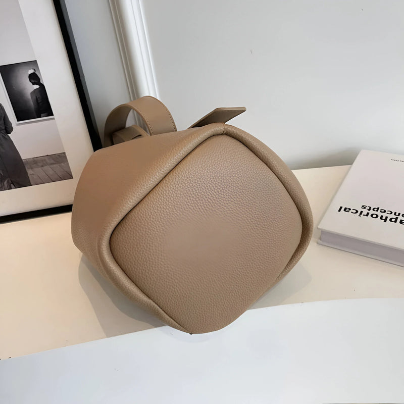 Large Adjustable Women's Leather Bucket Handbag