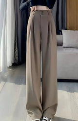 High-waisted wide-leg pleated pants