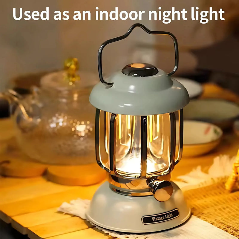 Vintage Camping Lantern with USB and Magnetic Base
