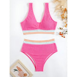 High-Waist Bikini Set with Crochet Details