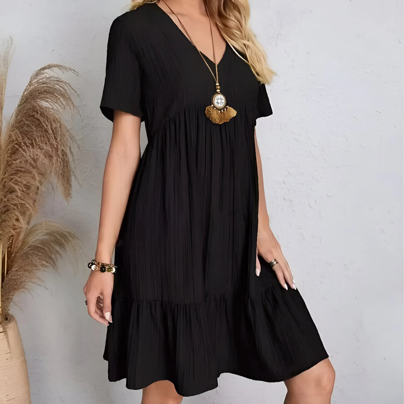 Women's V-Neck Ruffle Peplum Dress