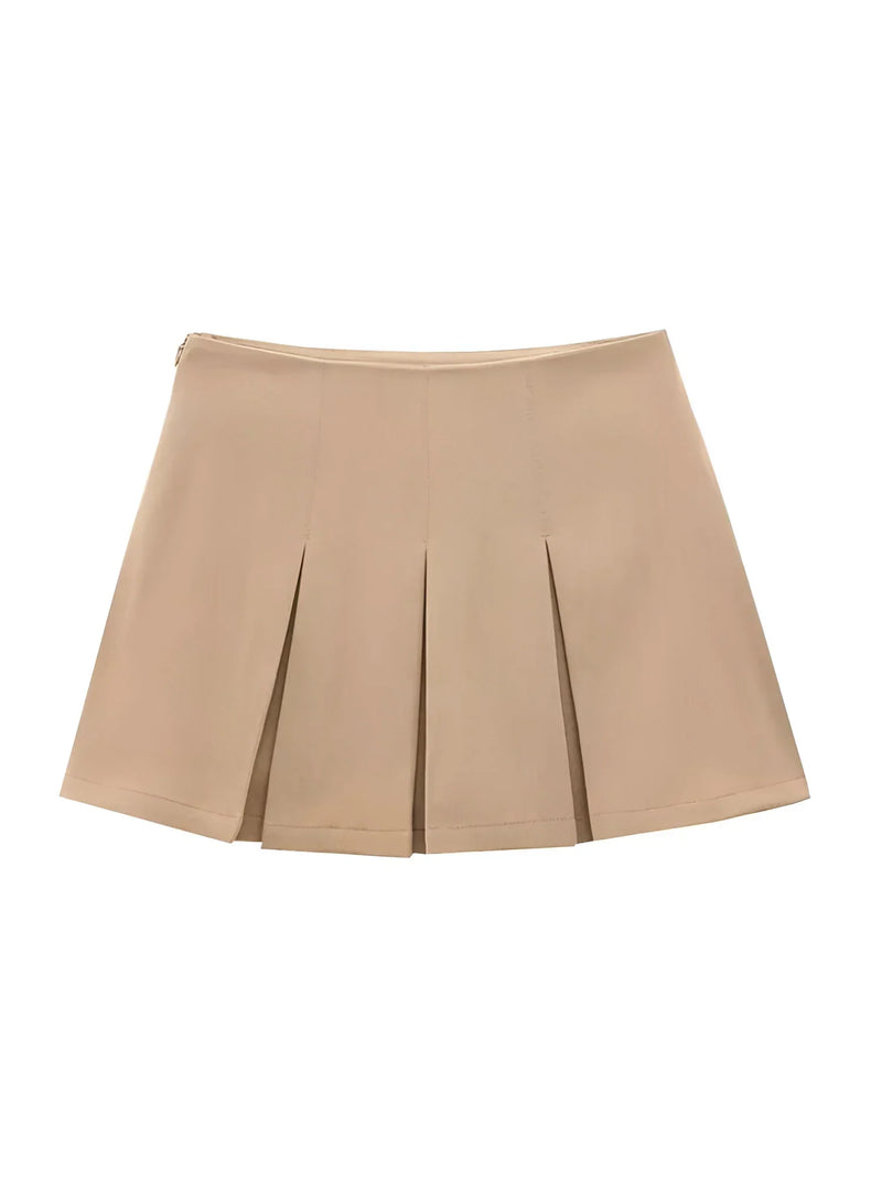 Vintage high-waisted pleated mini skirt