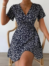 Women's Printed V-Neck Mini Dress